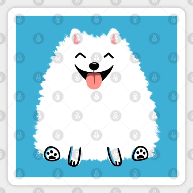 Cute White Pomeranian Cartoon Dog Sticker by Coffee Squirrel